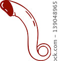 vibrator penis, dildo,  adult sex toy, accessories for sex games and bdsm, simple linear red icon, doodle and sketch style 139048965