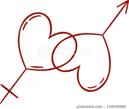 sex icon of a man and a woman in the shape of a heart, simple linear red icon, doodle and sketch style, hand drawing sex icon of a man and a woman in the shape of a heart, simple linear red icon, doodle and sketch style, hand drawing 139048966