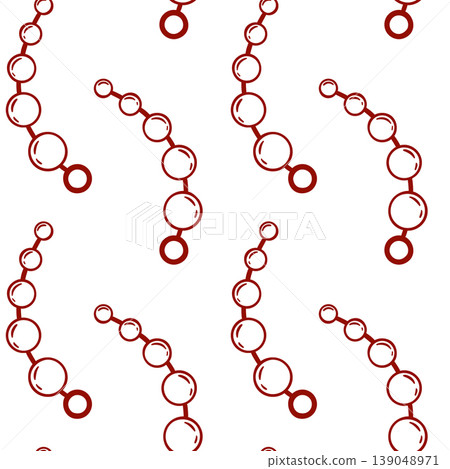 Red line pattern of a anal beads, adult sex toy, accessories for sex games and bdsm, simple doodle style. Repeating design for sex store or packaging Red line pattern of a anal beads, adult sex toy, accessories for sex games and bdsm, simple doodle style. Repeating design for sex store or packaging 139048971