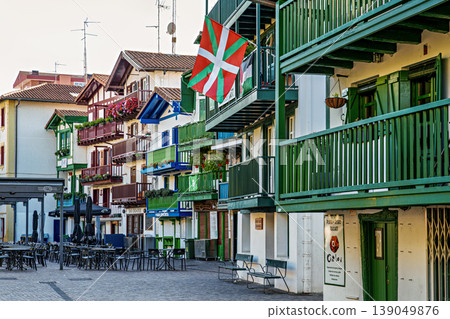 Colorful Buildings in traditional Architecture in Hondarribia, S Colorful Buildings in traditional Architecture in Hondarribia, S 139049876