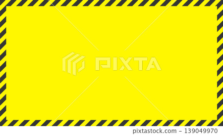 黃色背景上的黑色斜邊框——用於災害預防、警告和危險警報的橫幅材料——16:9 黃色背景上的黑色斜邊框——用於災害預防、警告和危險警報的橫幅材料——16:9 139049970