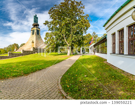 Monument of peace (Mohyla miru in czech speak) - in memory battle of Slavkov (Austerlitz) battleground during Napoleonic wars in 1805. South Moravia region, Czech Republic. 139050221