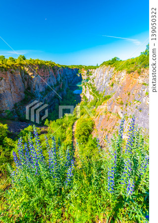 Panoramic view of limestone quarry of Small America (Mala America in czech speak). Czech Republic - Bohemia. Panoramic view of limestone quarry of Small America (Mala America in czech speak). Czech Republic - Bohemia. 139050322
