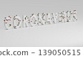 3D text "Coronavirus" covered by model of virus molecule of green and red color. Concept of warning text and infographic related to pandemic situation in Wuhan city, China. 3D render. 139050515