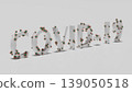 3D text "COVID-19" covered by model of virus molecule of green and red color. Concept of warning text and infographic related to pandemic situation in Wuhan city, China. 3D render. 139050518