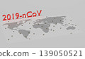 Red text "2019-nCoV" placed above world map which is covered by molecules of virus. Concept art of pandemic situation of coronavirus (2019-nvoc, COVID-19, SARS-COV-2). Epidemic concept. 3D render. 139050521