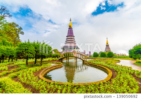 The royal stupa and pagoda dedicated to the king and queen of Thailand in Doi Inthanon national park near Chiang Mai city. "Phra Maha Dhatu Nabha Metaneedol" and "Nabhapol Bhumisiri" in local speak The royal stupa and pagoda dedicated to the king and queen of Thailand in Doi Inthanon national park near Chiang Mai city. "Phra Maha Dhatu Nabha Metaneedol" and "Nabhapol Bhumisiri" in local speak 139050692