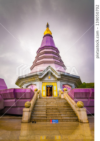 The royal stupa and pagoda dedicated to the king and queen of Thailand in Doi Inthanon national park near Chiang Mai city. "Phra Maha Dhatu Nabha Metaneedol" and "Nabhapol Bhumisiri" in local speak 139050702