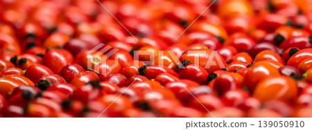 Detail macro view of dog rose hips (latin name Fructus cynosbati) prepared for drying. Dried rose hips are important source of vitamins in alternative medicine. Typical fall berry fruit Detail macro view of dog rose hips (latin name Fructus cynosbati) prepared for drying. Dried rose hips are important source of vitamins in alternative medicine. Typical fall berry fruit 139050910