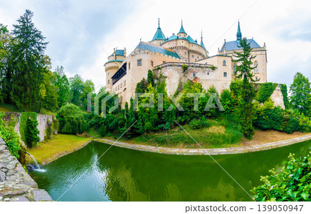 Bojnice medieval castle, UNESCO heritage, Slovakia. It is a Romantic castle with some original Gothic and Renaissance elements built in the 12th century. Bojnice medieval castle, UNESCO heritage, Slovakia. It is a Romantic castle with some original Gothic and Renaissance elements built in the 12th century. 139050947
