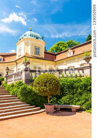 Buchlovice castle, Czech republic. Ancient heritage exterior built in baroque style. Famous tourist destination in South Moravia region Buchlovice castle, Czech republic. Ancient heritage exterior built in baroque style. Famous tourist destination in South Moravia region 139050999