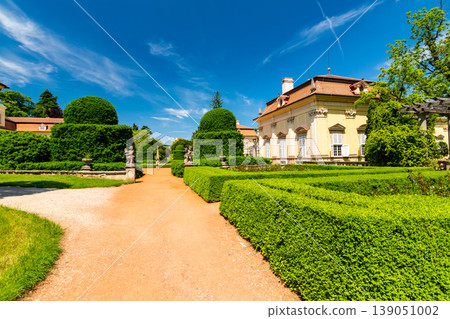 Buchlovice castle, Czech republic. Ancient heritage exterior built in baroque style. Famous tourist destination in South Moravia region 139051002