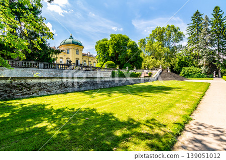 Buchlovice castle, Czech republic. Ancient heritage exterior built in baroque style. Famous tourist destination in South Moravia region 139051012