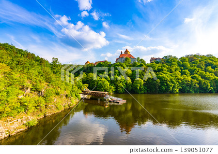 Veveri castle, Czech republic. Old ancient castle near the Brno city in South Moravia region. Translation: "Hrad Veveri" means "Castle Veveri". 139051077