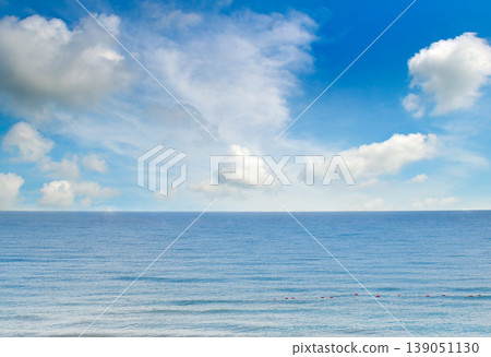 Minimalist Seascape of Calm Blue Water and Sky 139051130