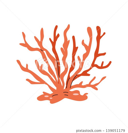 Orange branching sea coral cartoon vector icon on white background Orange branching sea coral cartoon vector icon on white background 139051179