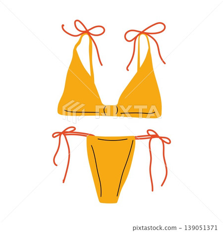 Yellow triangle bikini with shoulder ties and tie side bottoms Yellow triangle bikini with shoulder ties and tie side bottoms 139051371