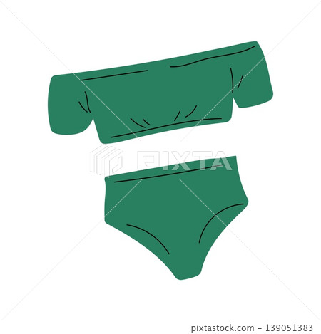 Dark green cap sleeve bikini top and high waist bottoms 139051383