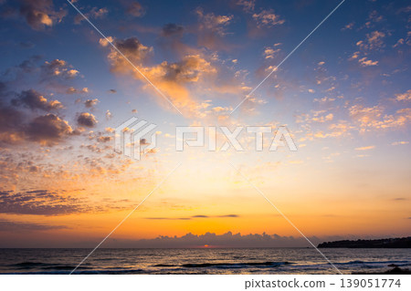epic sky view at the black sea during sunrise. atmospheric background for travel wallpaper. cloudy sky above the water. clouds over horizon. nature landscape of bulgaria sea bay in summer epic sky view at the black sea during sunrise. atmospheric background for travel wallpaper. cloudy sky above the water. clouds over horizon. nature landscape of bulgaria sea bay in summer 139051774