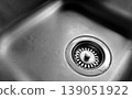 Stainless Steel Sink Drain Close-Up 139051922