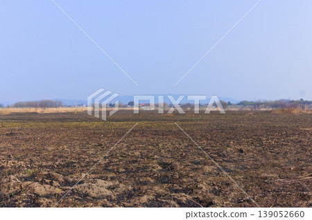The area around Watarase Floodplain after controlled burning, March 2026. The area around Watarase Floodplain after controlled burning, March 2026. 139052660