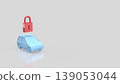 Car Security Concept With Red Padlock Above Vehicle 3d render. 139053044
