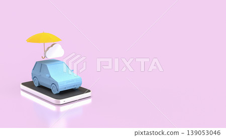 Car Insurance Protection Concept With Umbrella And Cloud 3d render. Car Insurance Protection Concept With Umbrella And Cloud 3d render. 139053046