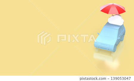 Vehicle Insurance Protection Concept With Umbrella And Cloud Symbol 3d render. Vehicle Insurance Protection Concept With Umbrella And Cloud Symbol 3d render. 139053047
