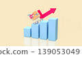 E commerce Growth Concept With Shopping Cart Rising On Bar Chart 3d render. 139053049
