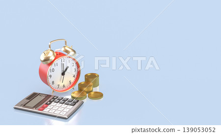 Time Management And Financial Planning Concept With Clock Coins And Calculator 3d render. 139053052