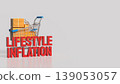 Lifestyle Inflation Concept With Shopping Cart And Increased Consumer Spending 3d render. 139053057