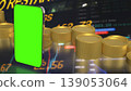Mobile Trading and Investment Concept with Smartphone Green Screen and Financial Market Background 3d render. 139053064