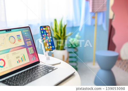 Laptop and smartphone stand for desk: Happy Pop 139053098