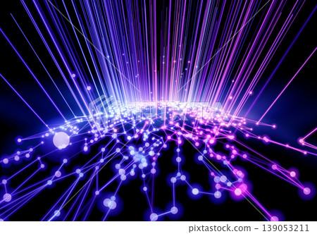 A network of intersecting colorful lines of light 139053211