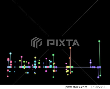 A timeline of colorful dots 139053310