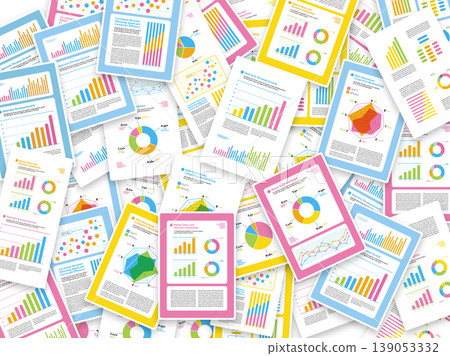 Colorful graphs and pie charts Colorful graphs and pie charts 139053332