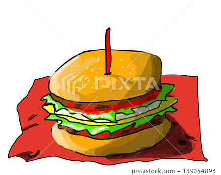 Illustration of a delicious hamburger 139054893