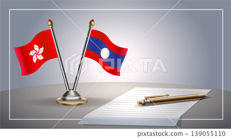 Small national flag of Hong Kong and Laos flag Relation, Template Vector Illustration 139055110