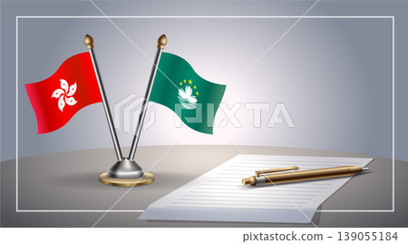Small national flag of Hong Kong and Macao flag Relation, Template Vector Illustration Small national flag of Hong Kong and Macao flag Relation, Template Vector Illustration 139055184