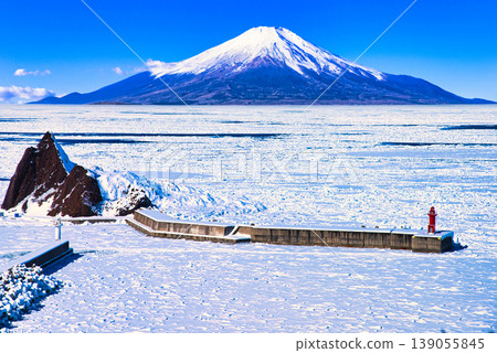 Drift ice in the Sea of Okhotsk and Mt. Fuji composition Drift ice in the Sea of Okhotsk and Mt. Fuji composition 139055845