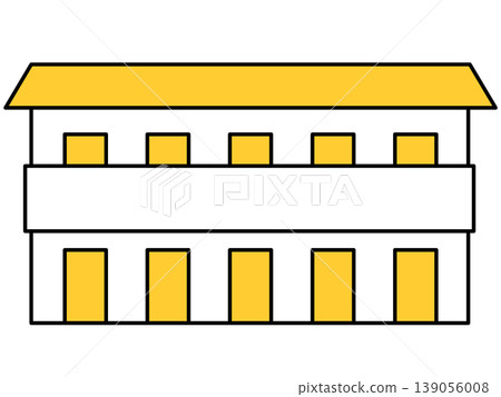 Line drawing icon of a two-story house (yellow) Line drawing icon of a two-story house (yellow) 139056008