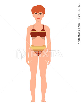 Summer Woman in Bikini Standing Flat Illustration Character 139056166