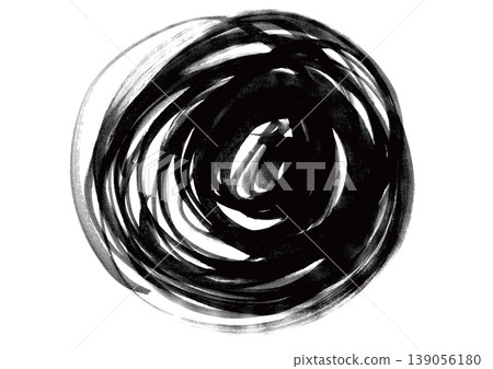 A circle drawn in ink on calligraphy paper. A circle drawn in ink on calligraphy paper. 139056180