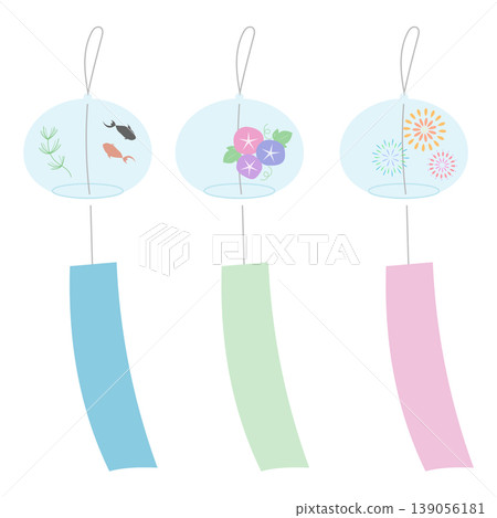 A simple illustration of a wind chime; a refreshing Japanese-style element for summer. A simple illustration of a wind chime; a refreshing Japanese-style element for summer. 139056181