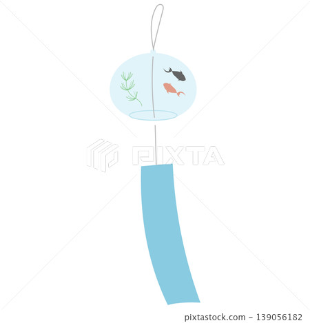 A simple illustration of a wind chime; a refreshing Japanese-style element for summer. 139056182