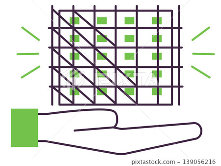 A simple icon featuring a hand with scaffolding, reminiscent of an apartment building undergoing repairs. A simple icon featuring a hand with scaffolding, reminiscent of an apartment building undergoing repairs. 139056216
