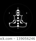 Simple white meditation yoga and chakra design on a black background | Sacred Geometry Design Simple white meditation yoga and chakra design on a black background | Sacred Geometry Design 139056246