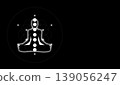Black background with white meditation yoga and chakra design | Right margin copy space included - Sacred geometry design Black background with white meditation yoga and chakra design | Right margin copy space included - Sacred geometry design 139056247
