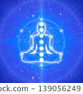 Simple white meditation yoga and chakra design on a blue background | Sacred Geometry Design Simple white meditation yoga and chakra design on a blue background | Sacred Geometry Design 139056249