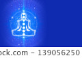 Simple white meditation yoga and chakra design on a blue background | Includes copy space on the right margin - Sacred Geometry Design Simple white meditation yoga and chakra design on a blue background | Includes copy space on the right margin - Sacred Geometry Design 139056250